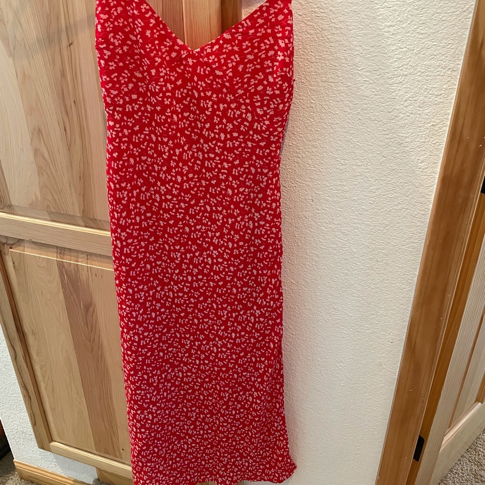 Red Midi Flower Dress